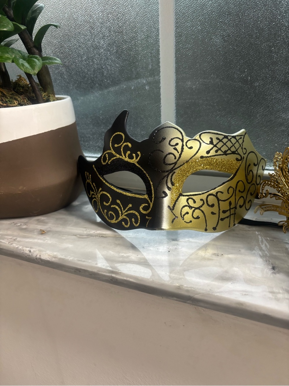 Gold and Black Venetian Masquerade Mask - Elegant Home Accent